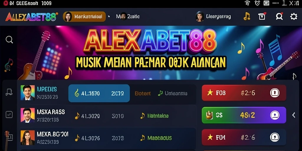 Tangkapan layar menunjukkan gameplay interaktif ALEXABET88 dengan berbagai lagu.