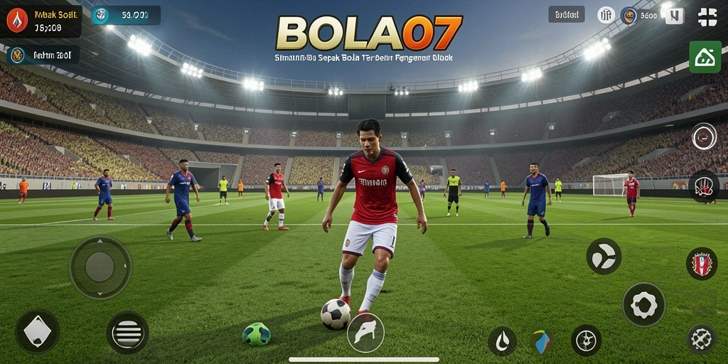 Tampilan gameplay BOLA07 yang menakjubkan dengan aksi sepak bola seru.
