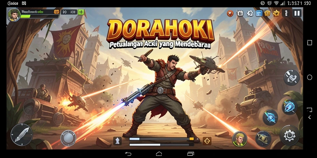 Tampilan layar gameplay DORAHOKI yang mendebarkan dan penuh aksi.