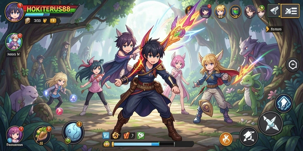 Screenshot menunjukkan karakter anime dalam aksi menarik