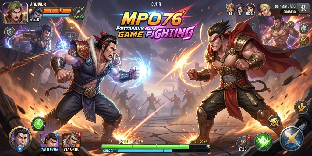 Tampilan gameplay MPO76 yang intens dan menegangkan saat bertarung.