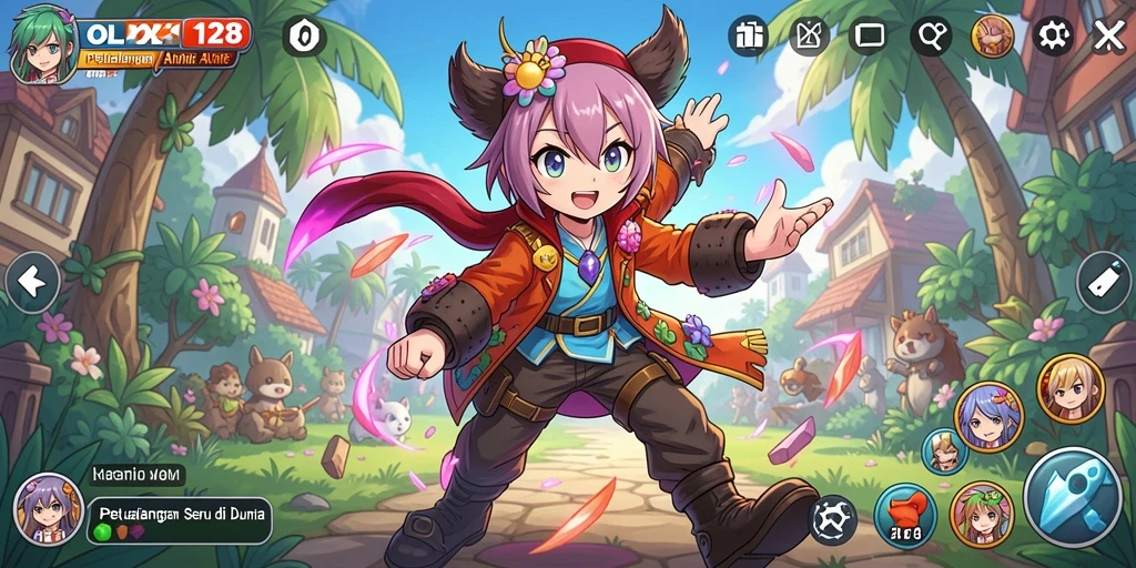 Gameplay OLX128 yang seru dan penuh warna di dunia anime.