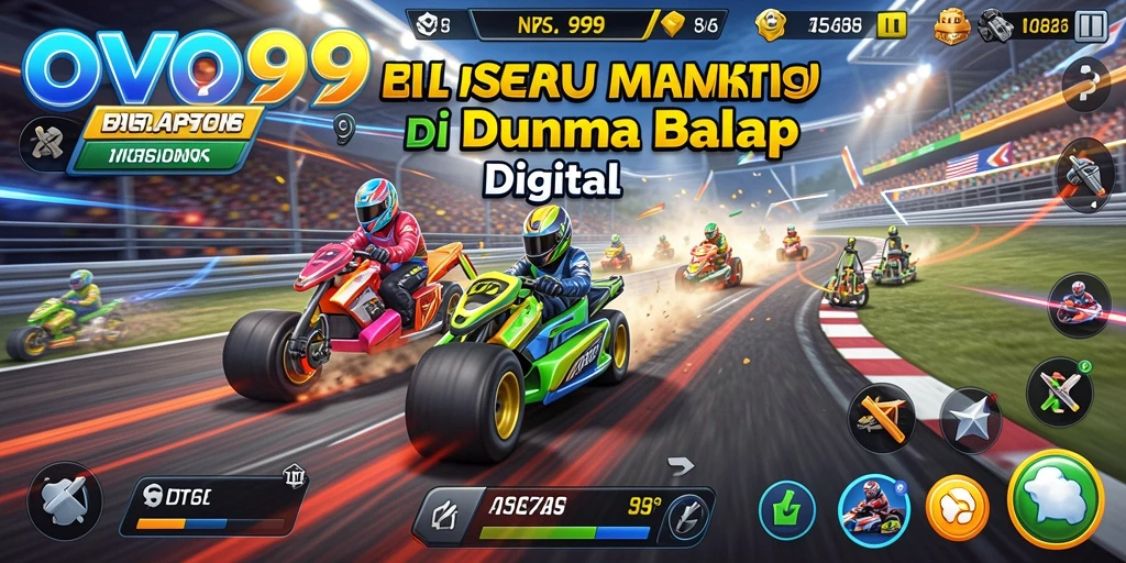 Tangkapan layar menampilkan balapan seru dalam OVO99 dengan mobil yang beraksi.