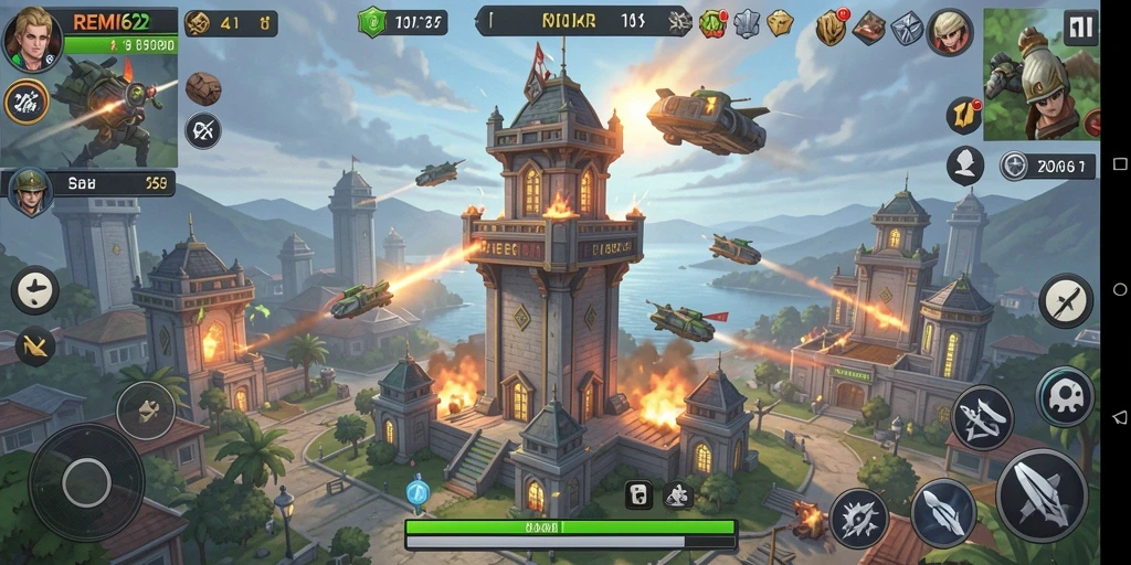 Tangkapan layar gameplay menara dengan strategi taktis dalam REMI62.