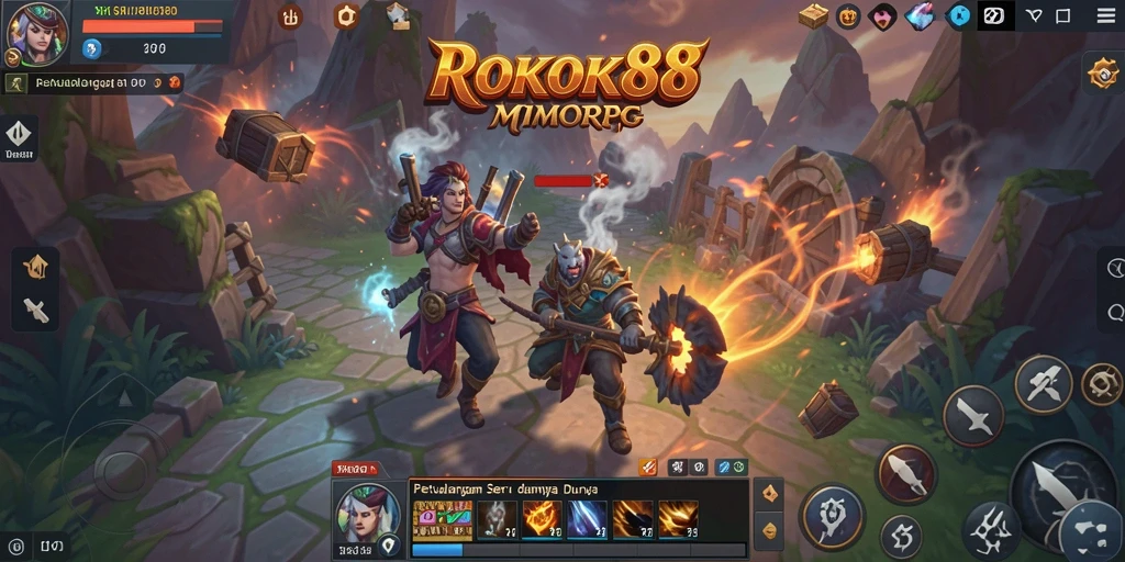 Gameplay ROKOK88 yang menampilkan pertarungan epik antar karakter.