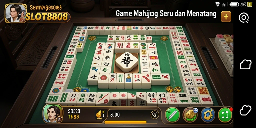 Tampilan gameplay menarik dari SLOT8808, menampilkan ubin Mahjong yang seru.