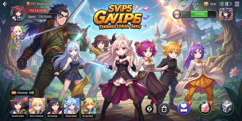 Screenshot dari gameplay seru SVIP5 dengan karakter anime ikonik.